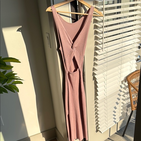 Freshman Dresses & Skirts - Freshman Pink Wrap Tie Front Bodycon Midi Dress